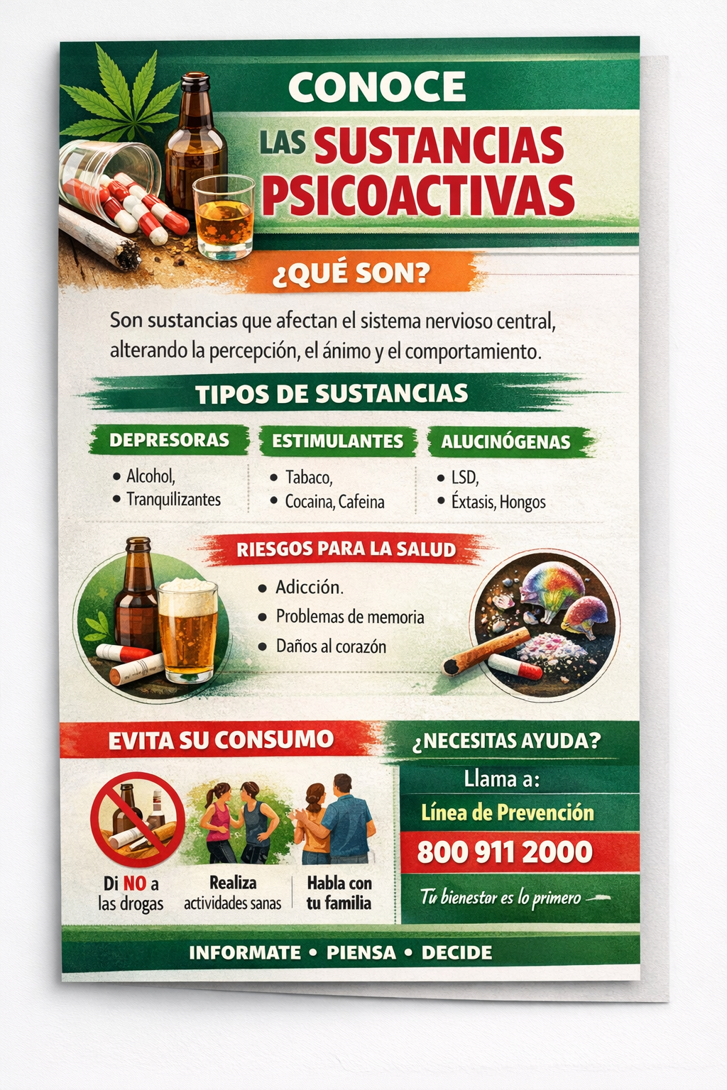 Folleto sobre sustancias psicoactivas